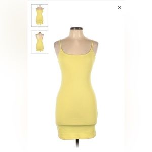 BNWOT Forever 21 Yellow Bodycon Super Stretch Sexy Cute Dress Size Medium